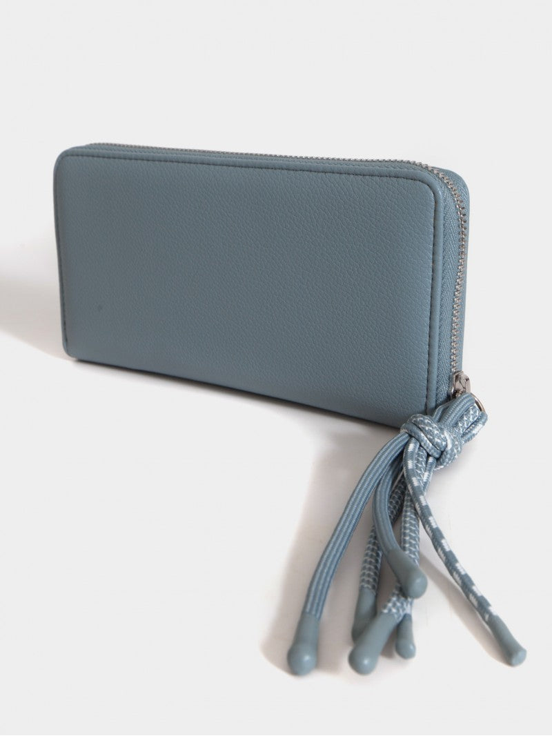 Billetera Grande Azul Con Tiracierre De Cordones