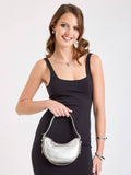 Cartera De Hombro Plateada Aura