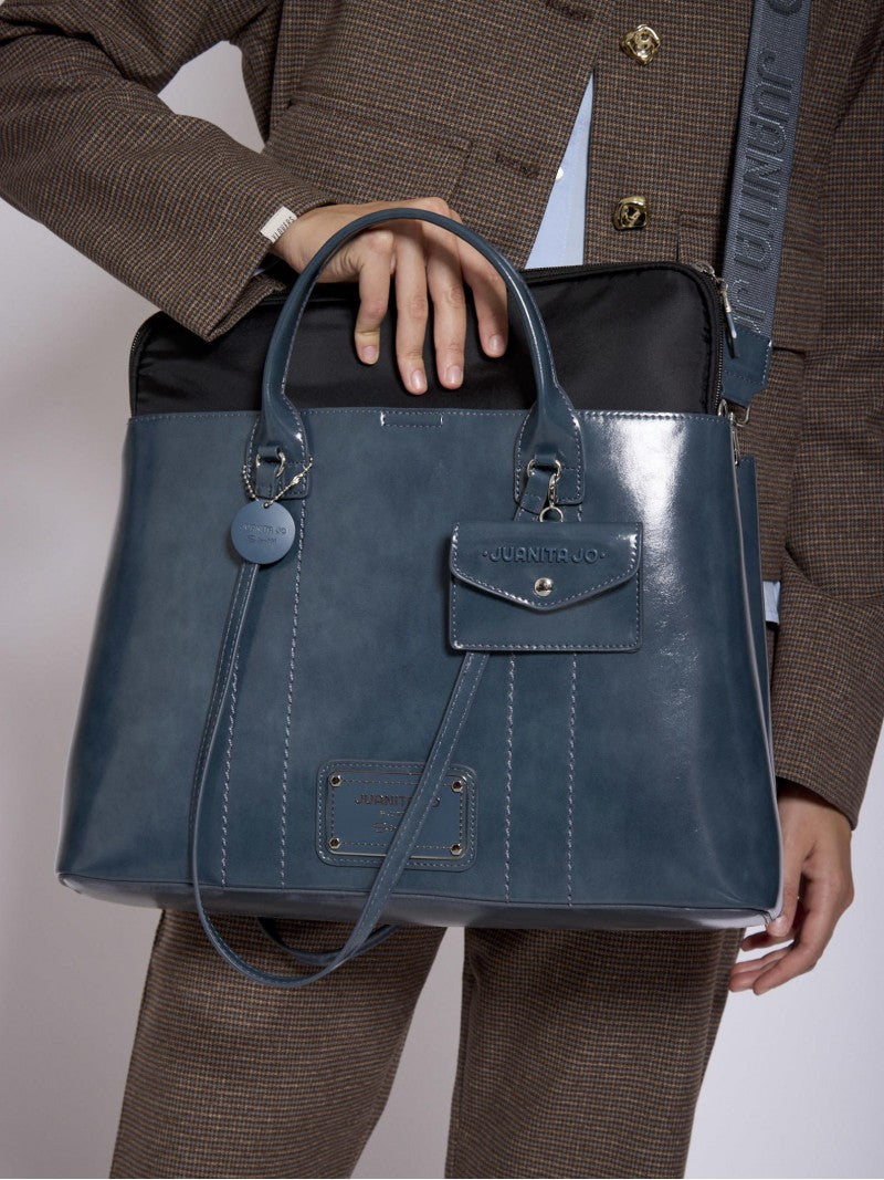 Cartera Con Porta Notebook Azul Worky