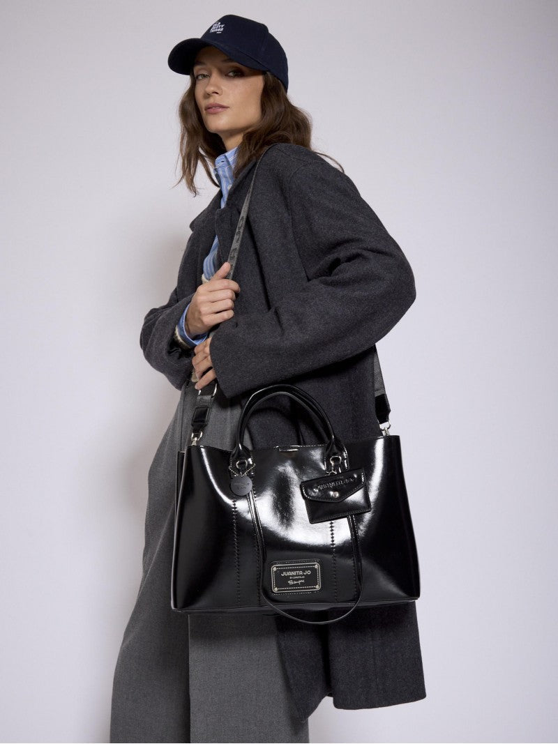 Cartera Con Porta Notebook Negra Worky