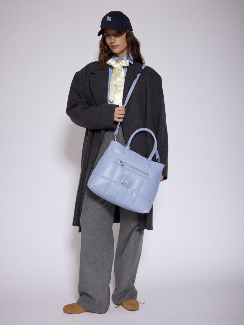 Cartera Mediana Celeste Puffer