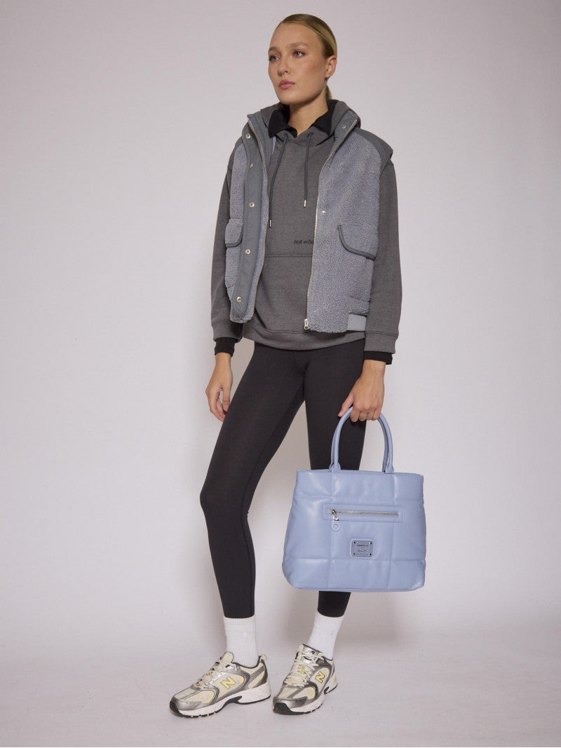Cartera Mediana Celeste Puffer