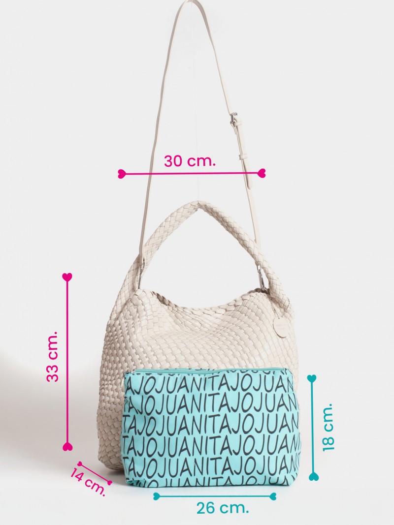 Cartera Mediana Color Crema Lazo