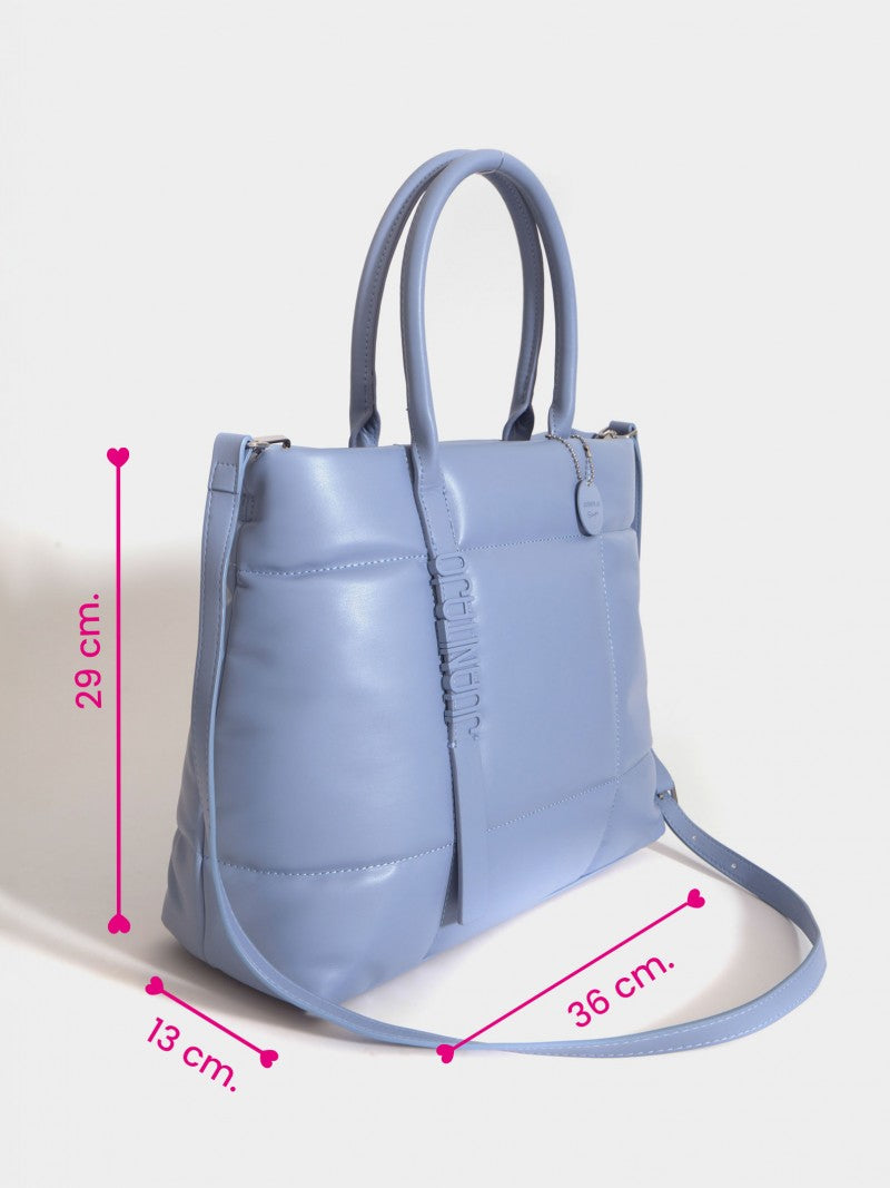 Cartera Mediana Celeste Puffer