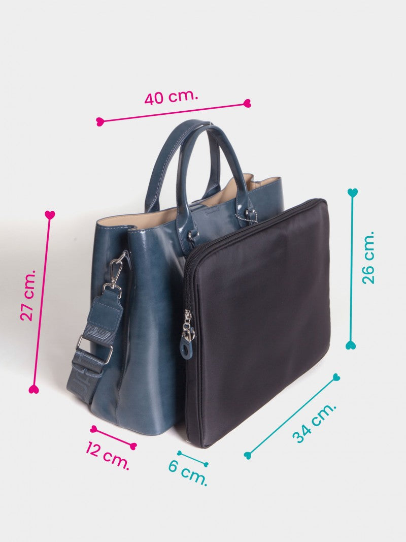 Cartera Con Porta Notebook Azul Worky