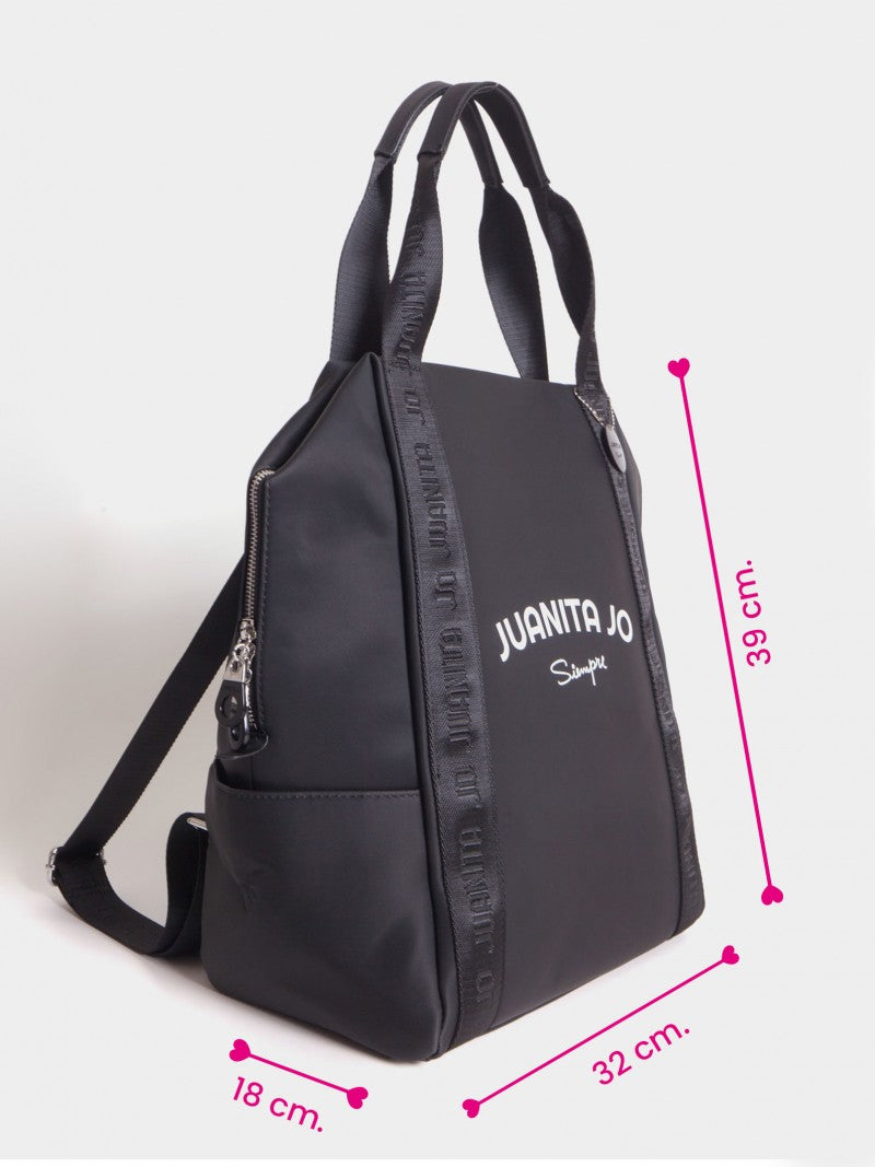 Mochila Y Cartera Negra 2 En 1 Fio