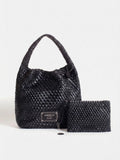 Set Lazo: Cartera Mediana + Sobre Pouch Rectangular Negro