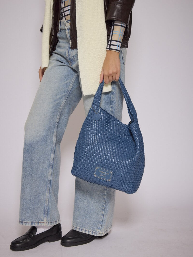 Set Lazo: Cartera Mediana + Sobre Pouch Rectangular Azul