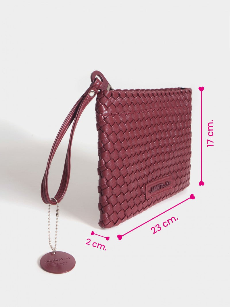 Set Lazo: Cartera Mediana + Sobre Pouch Rectangular Bordó