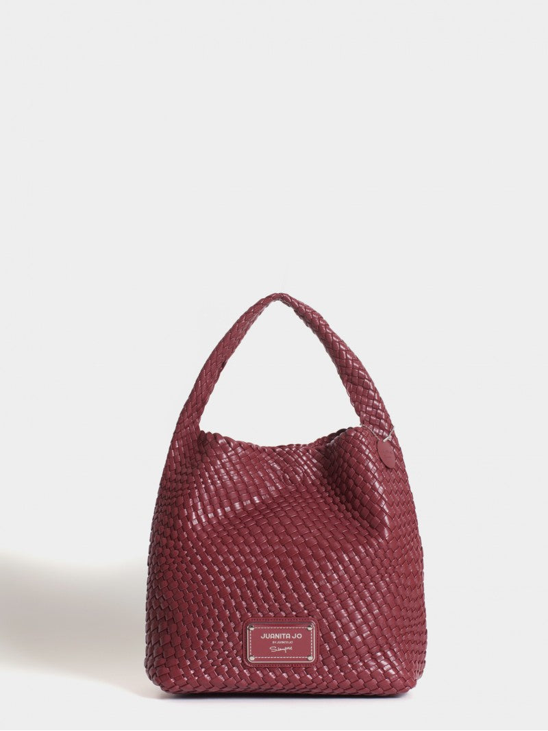 Set Lazo: Cartera Mediana + Sobre Pouch Rectangular Bordó