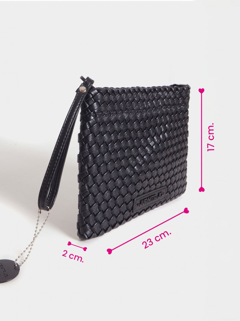 Set Lazo: Cartera Mediana + Sobre Pouch Rectangular Negro