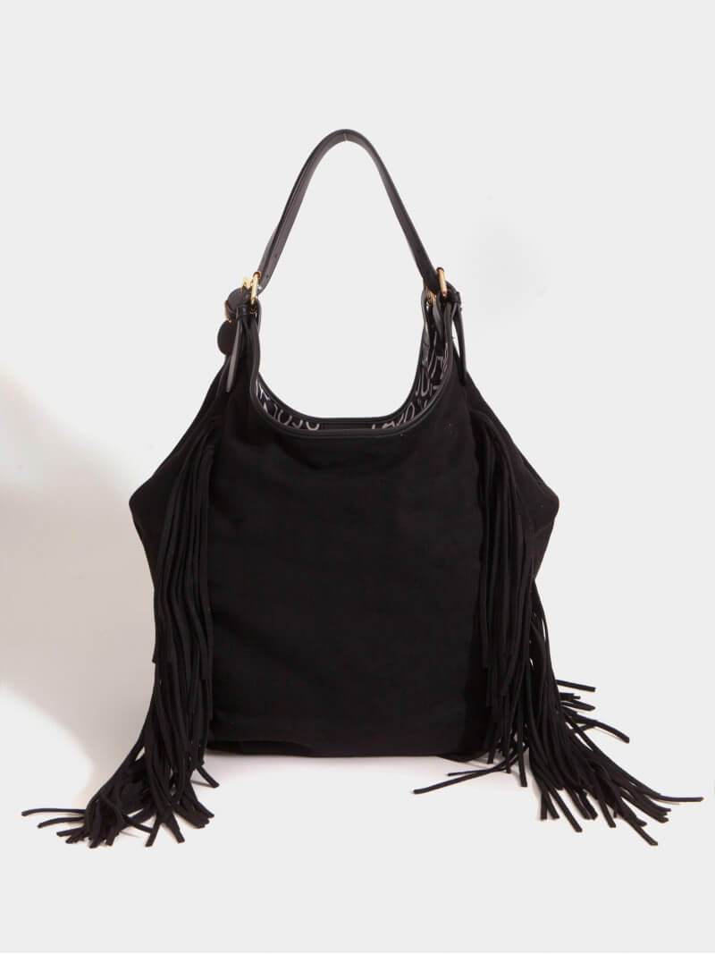 Cartera Flecos Mediana Negra Montana