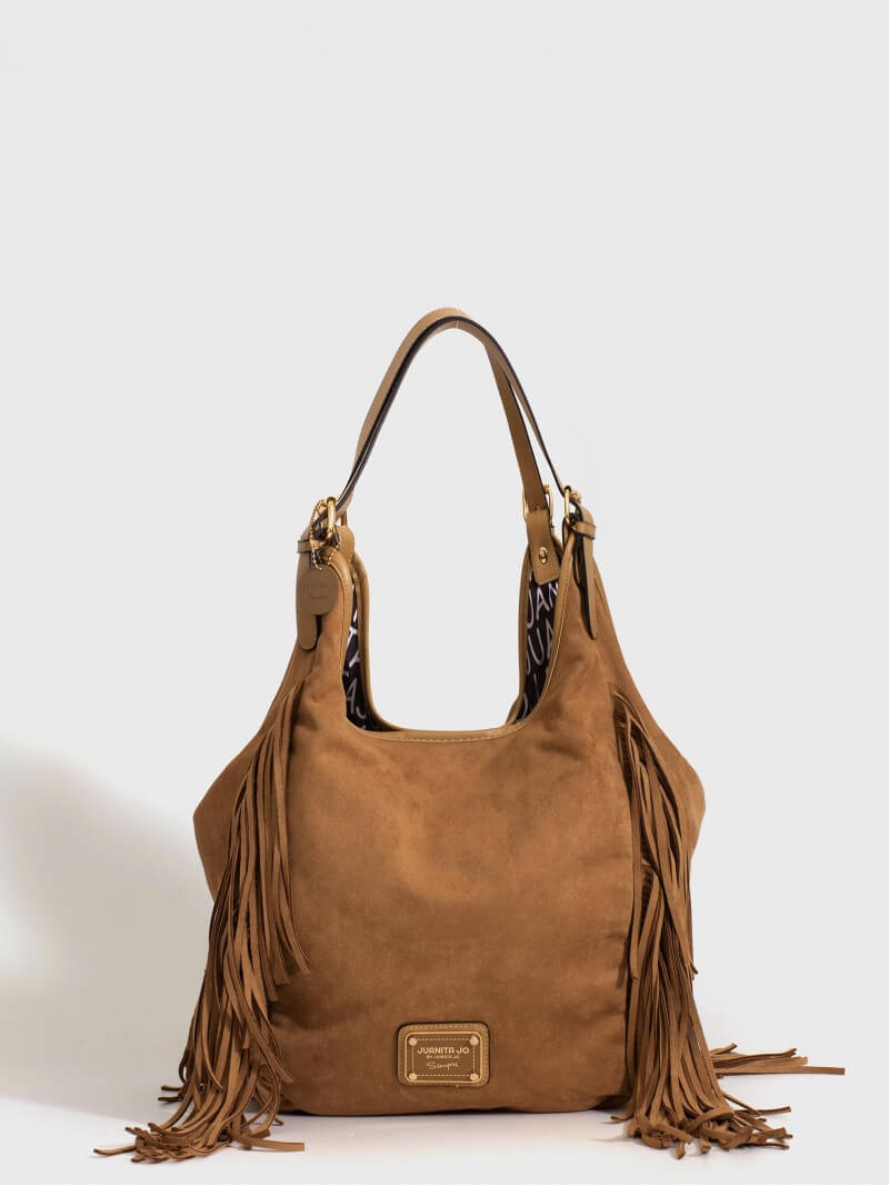 Cartera Flecos Mediana Camel Montana