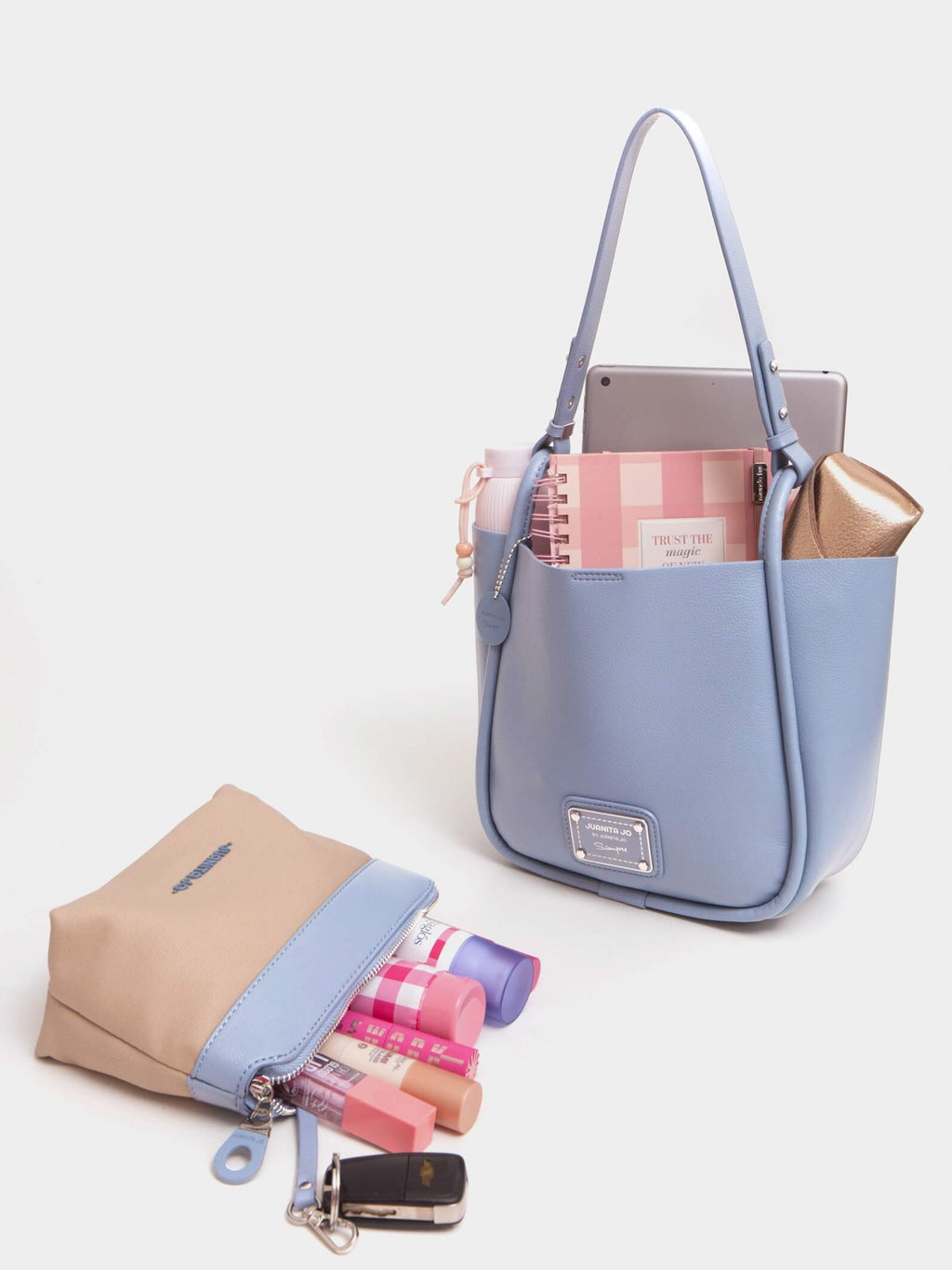 Cartera Carol Mediana Celeste