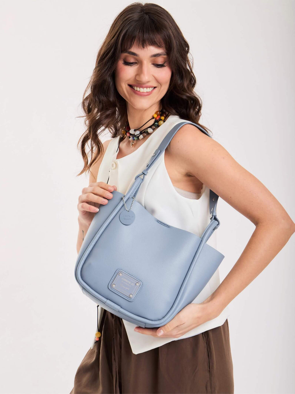 Cartera Carol Mediana Celeste